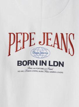 Sweat à capuche Pepe Jeans Jackson blanc pour enfant