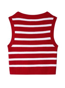 Top Pepe Jeans Iris rouge et blanc pour fille