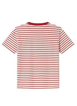 T-shirt Pepe Jeans James à rayures rouge et beige