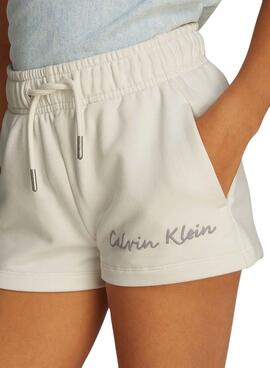 Shorts Calvin Klein Jeans Script blanc pour fille