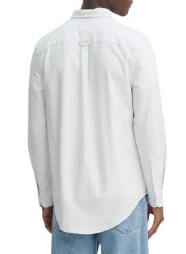 Chemise Tommy Jeans à rayures Oxford blanche pour homme