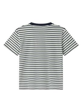 T-shirt Pepe Jeans James blanc et marine pour enfant