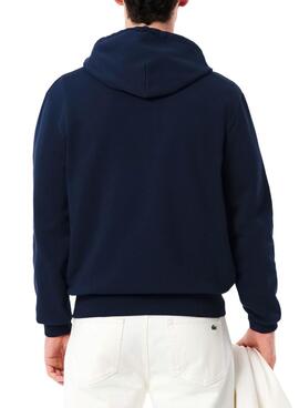 Sweat à capuche en molleton marine pour homme Lacoste