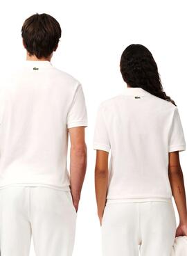 Polo Lacoste L.12.12 logo imprimé blanc pour homme et femme