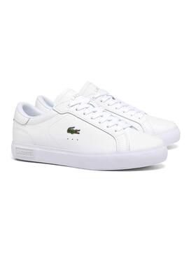 Sneakers Lacoste Powercourt en cuero blanco para mujer