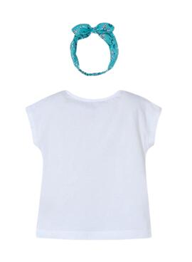 T-shirt Mayoral bandeau blanc pour fille