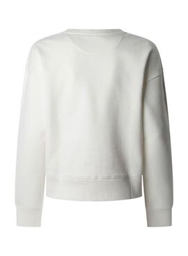 Sweatshirt Pepe Jeans Reagan blanc pour femme.