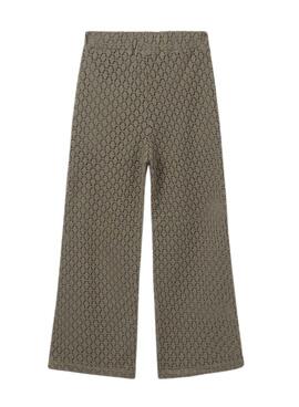 Pantalon Mayoral long tricot ajouré vert fille