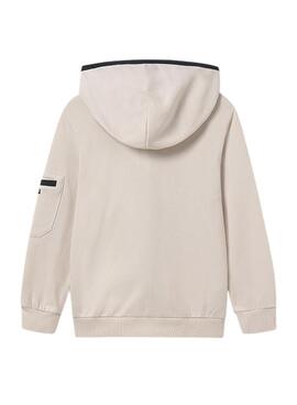 Sweatshirt Mayoral à fermeture éclair beige avec contrastes pour enfant