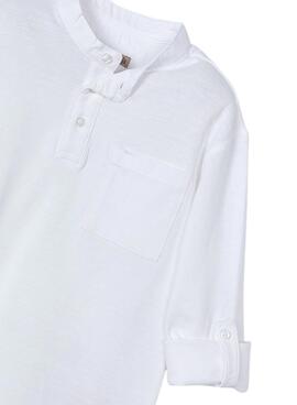 Polo Mayoral col Mao manches longues blanc pour enfant