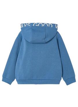 Sweat-shirt à capuche bleu avec lettrage Mayoral pour garçon