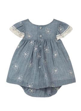 Robe Mayoral avec culotte brodée bleu bébé