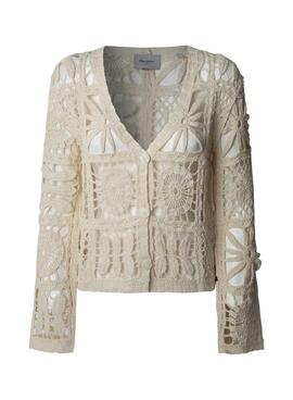 Veste Pepe Jeans Olympia blanc cassé pour femme