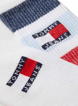 Ensemble de chaussettes Tommy Jeans Uni Faded Rugby multicolores pour homme et femme.