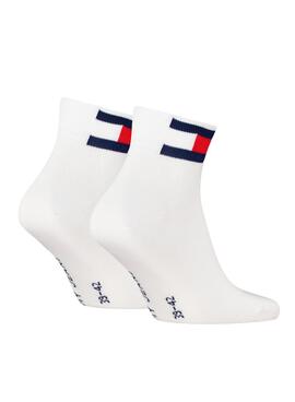 Pack de dos calcetines Tommy Jeans Uni Quarter Flag blanco pour homme et femme