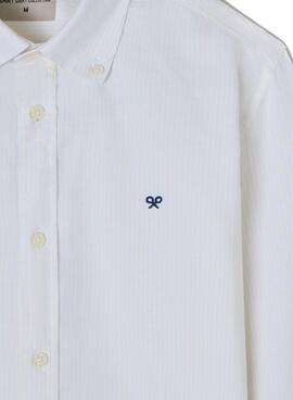 Chemise Silbon à rayures jaunes et blanches en oxford pour homme