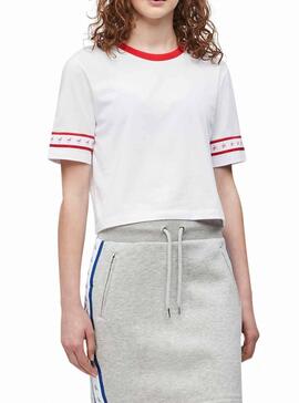T-Shirt Calvin Klein Monogram Tape Blanc Femme