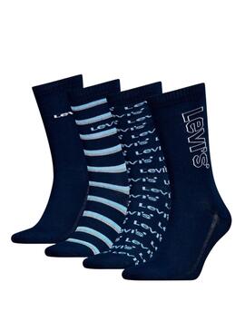 Boîte cadeau 4 chaussettes Levi's combo bleu pour homme