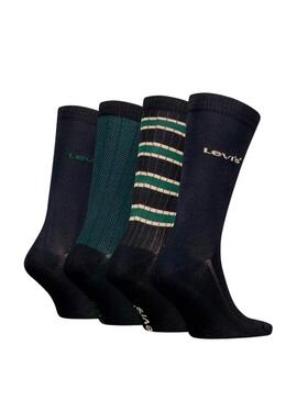 Boîte cadeau 4 chaussettes Levi's noires et vertes pour homme