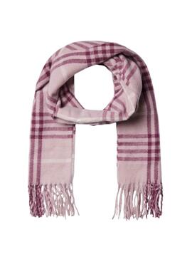 Écharpe Pieces Lesia à carreaux rose pour femme