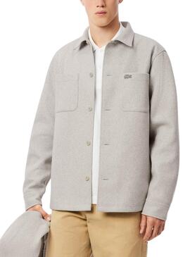 Chemise Lacoste en flanelle grise pour homme.
