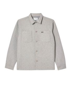 Chemise Lacoste en flanelle grise pour homme.