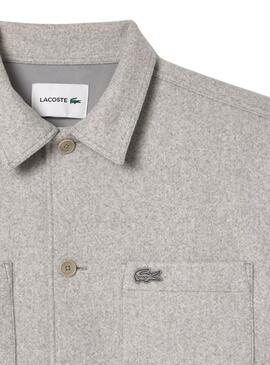 Chemise Lacoste en flanelle grise pour homme.