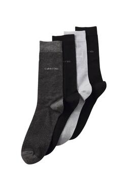 Boîte cadeau 4 paires de chaussettes Calvin Klein noires et grises pour homme