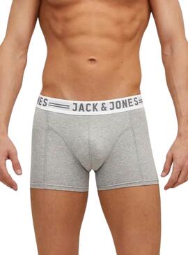 Pack 3 Boxers Jack and Jones Sense noir, gris et blanc pour homme