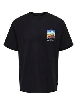 T-shirt Only and Sons Keane noir pour homme.
