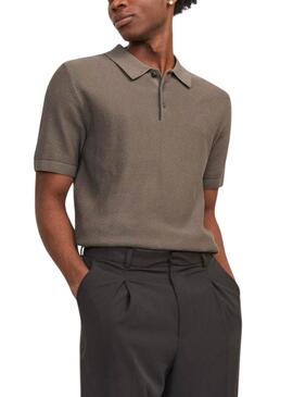 Chemise à manches longues en tricot marron pour homme de la marque Jack and Jones.