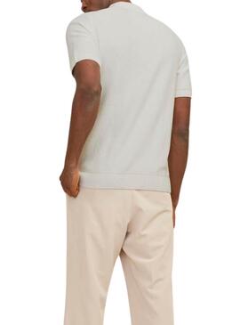 Polo Jack and Jones en punto beige para hombre