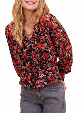 Chemise Naf Naf Disty à imprimé fleuri rouge pour femme