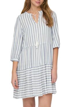 Robe Only Kaya 3/4 Puff à rayures blanches imprimées pour femme