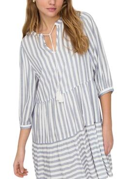 Robe Only Kaya 3/4 Puff à rayures blanches imprimées pour femme