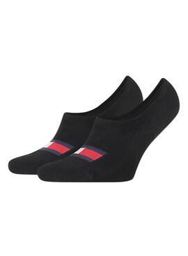 Pack 2 chaussettes Tommy Jeans Footie noires pour homme et femme