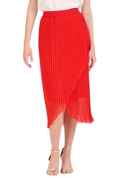 Jupe plissée Naf Naf Nora rouge pour femme