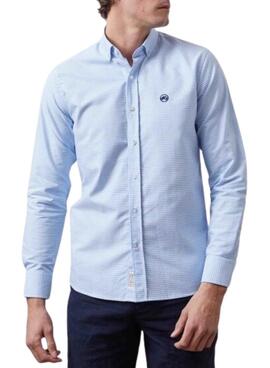 Chemise Altonadock à carreaux vichy bleus et blancs pour homme