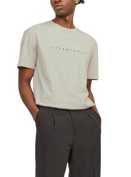 T-shirt Jack and Jones beige pour homme.