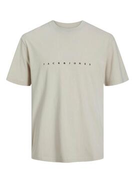 T-shirt Jack and Jones beige pour homme.