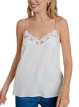 Haut Naf Naf Aenc Blanco pour Femme