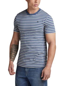 T-shirt G-Star rayée bleue Slim pour homme.