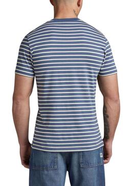 T-shirt G-Star rayée bleue Slim pour homme.