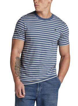 T-shirt G-Star rayée bleue Slim pour homme.