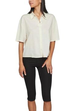 Chemise Vila Vicarmena beige pour femme