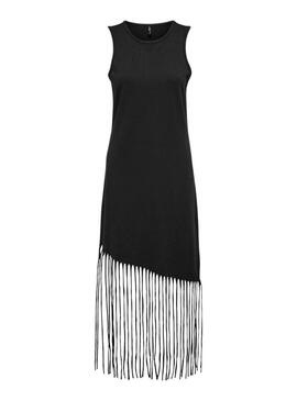 Robe Only Zinna à franges noire pour femme