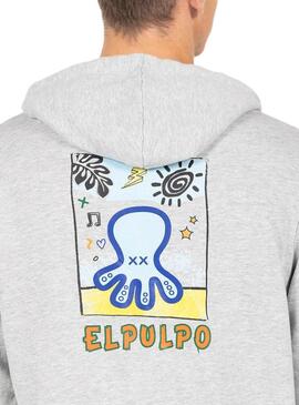 Sweat-shirt  El Pulpo primé Artistique Gris Pour Homme