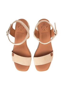 Sandales Popa Beliche en daim beige pour femme