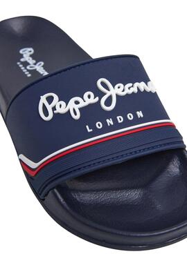  Tongs Pepe Jeans Slider bleu marine pour enfant.