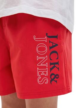 Maillot de bain Jack And Jones Maui rouge pour garçon.